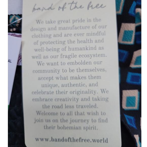 NWT Band of the Free Genevieve Teal Diamond Long Sleeve Mini Dress Mod 60's Vibe - Picture 8 of 10